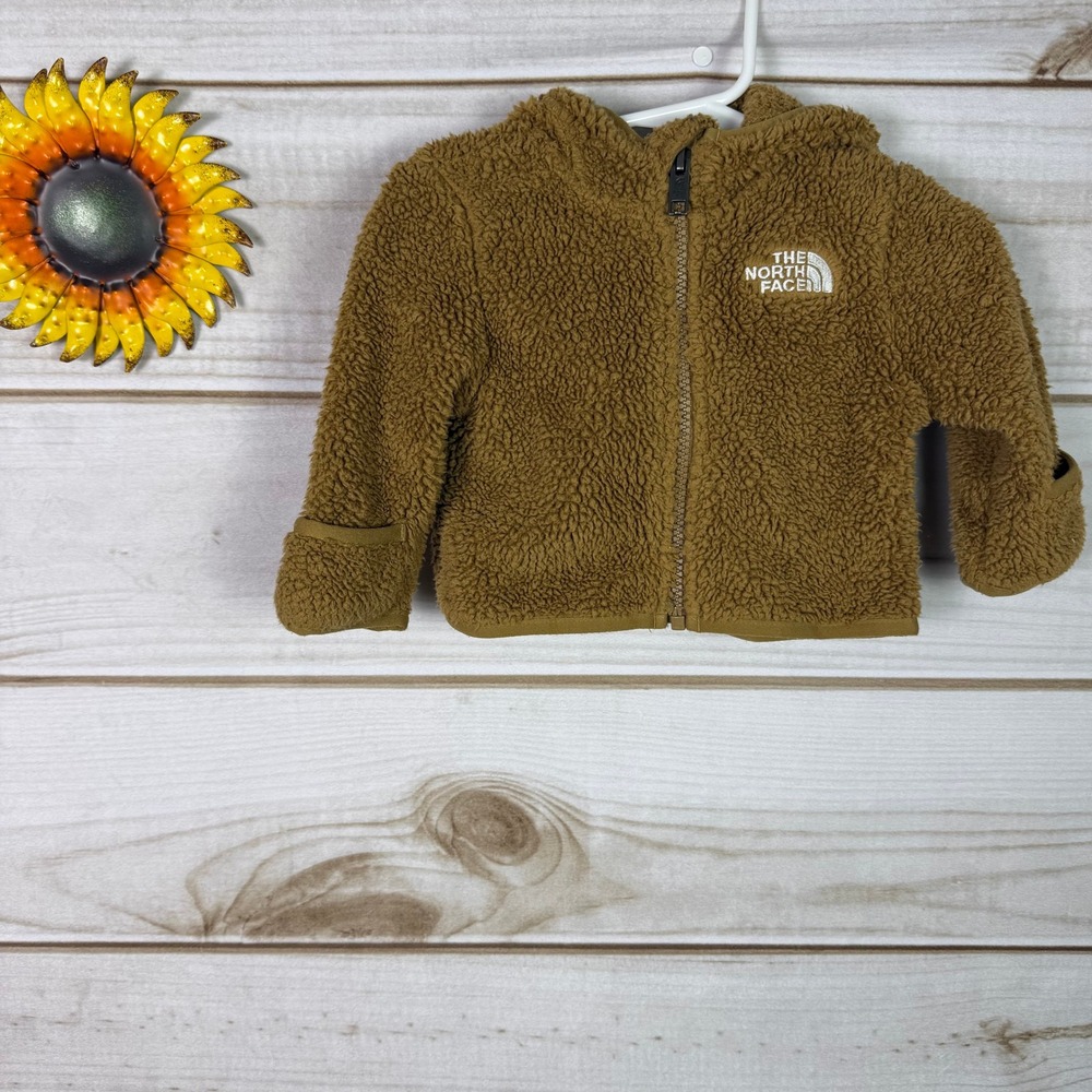 The North Face Baby Bear Full Zip Hoodie Brown Fleece Jacket 0-3M Sherpa Jacket